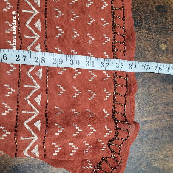Forever 21 Chiffon Slip Dress L Embellished Beaded Boho Western Southwestern NWT - Picture 8 of 9